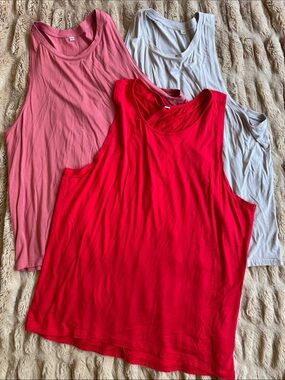 3 for 1 Tank Tops - Red, Pink, Gray